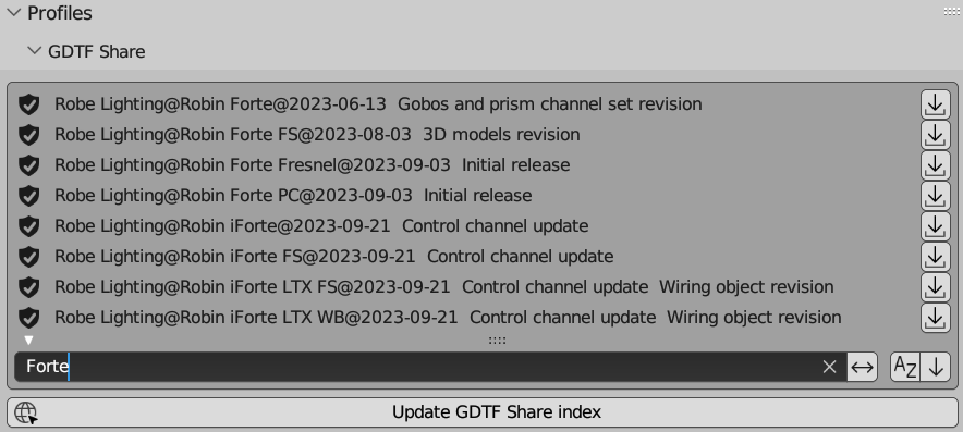 GDTF Share integration