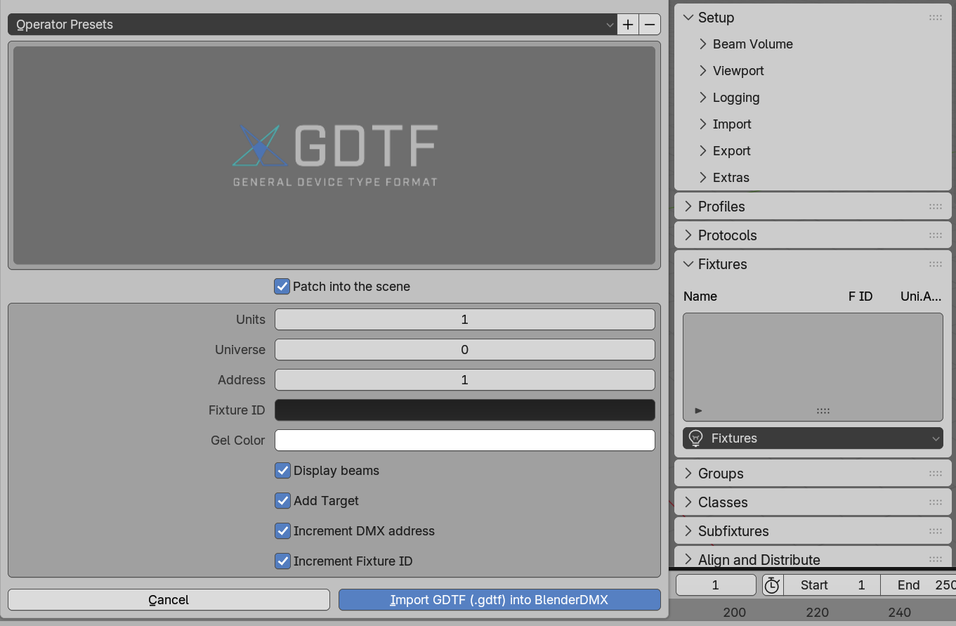 Import GDTFoptions