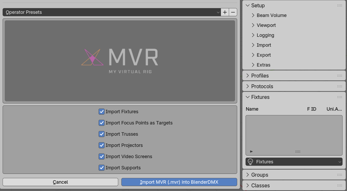 Import MVR options
